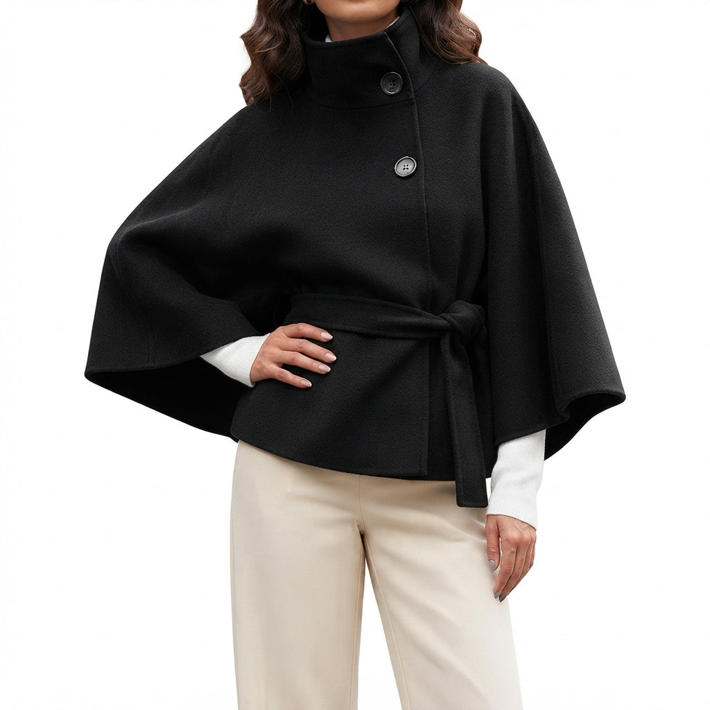 Poncho Chaira™ 2.0 - Luźny fason z golfem i paskiem