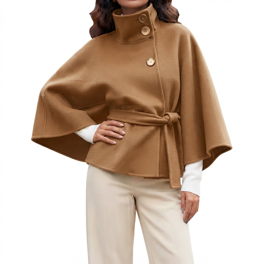 Poncho Chaira™ 2.0 - Luźny fason z golfem i paskiem